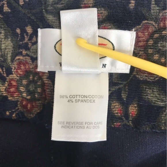 Vintage Talbots Navy Floral Pinwale Corduroy Pants Wide Leg No Pockets Women 14W - Picture 8 of 15